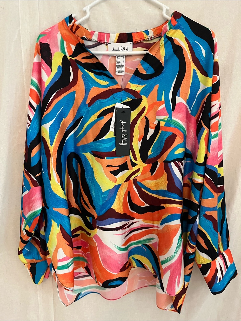 Joseph Ribkoff Bold Multicolor V-Neck Abstract Print Tunic